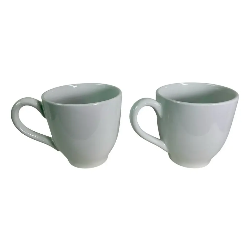 Pottery Barn Set Of 2 Ceramic Butterfly 16 Oz Coffee Mugs White Whimsical